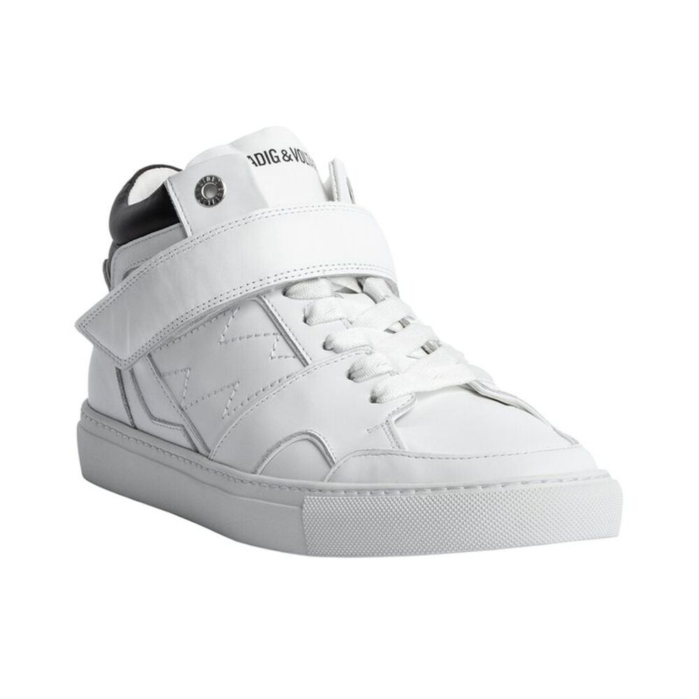 Zadig & Voltaire Mid Flash Smooth Leather Sneaker, White